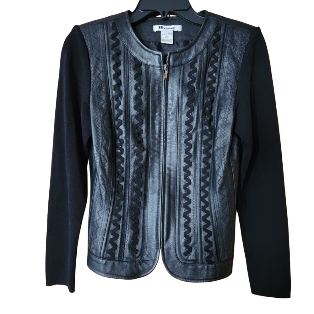 NYGARD COLLECTION Petites Black Leather Sweater sz Small